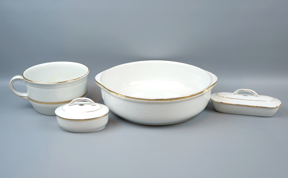 Potta, tvättfat m.m, 4 delar, flintgods, Rörstrand.