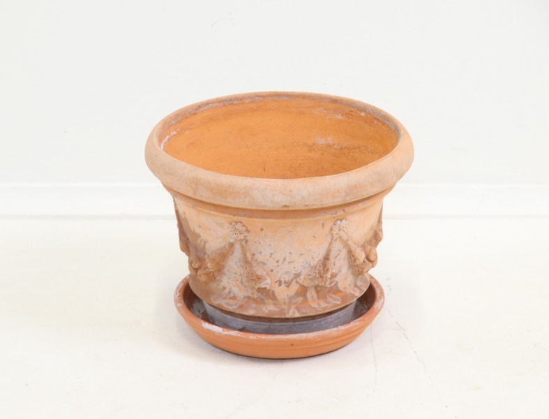 Kruka, keramik, REF Impruneta, Italien, samt fat, keramik.