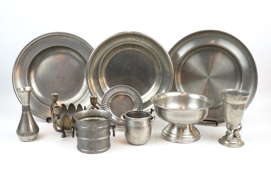 Tennföremål, ett parti, bl.a Scandia Tenn.