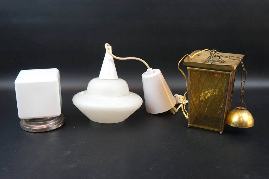 Taklampor, 3 st, glas/metall.