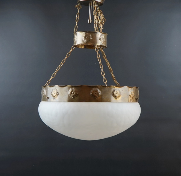 Taklampa, glas/mässing.