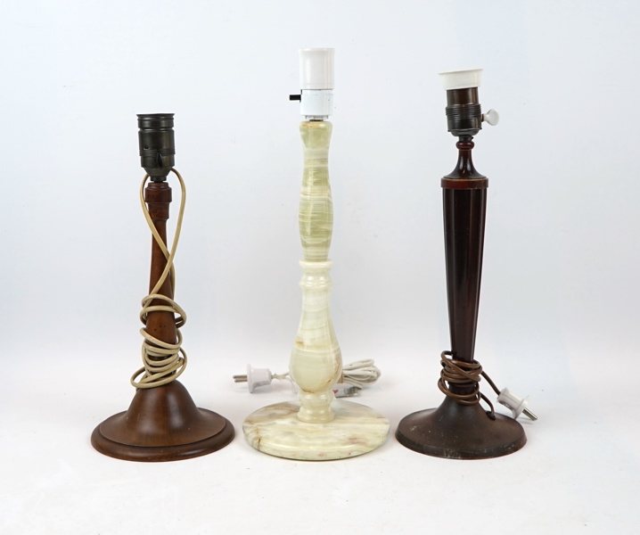 Bordslampor, 3 st, onyx/trä.