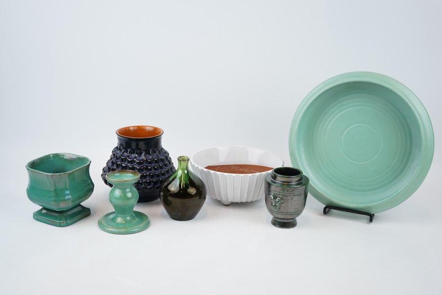 Vaser m.m, 7 st, keramik, bl.a Ekeby och Nittsjö.