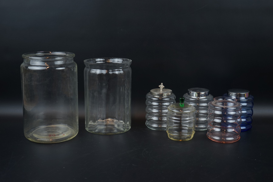 Burkar, 7 st, glas/metall.