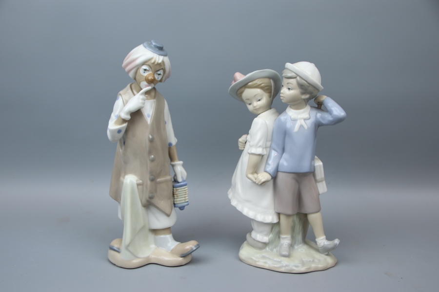 Figuriner, 2 st, porslin, Cascades och Lladro.