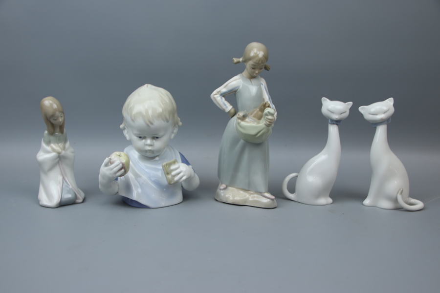 Figuriner, 5 st, porslin, bl.a Lladro.
