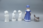 Figuriner, 5 st, porslin, Bing & Gröndahl och Royal Copenhagen.