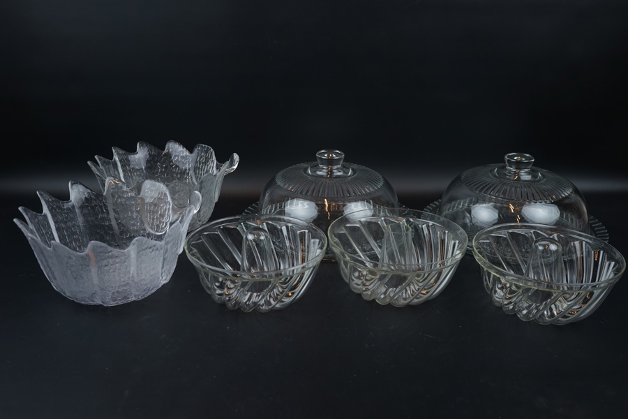 Skålar m.m, 7 delar, glas.