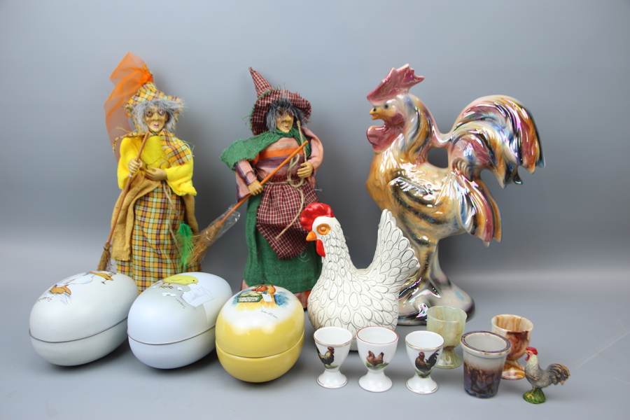 Påskägg m.m, 14 delar, olika material.