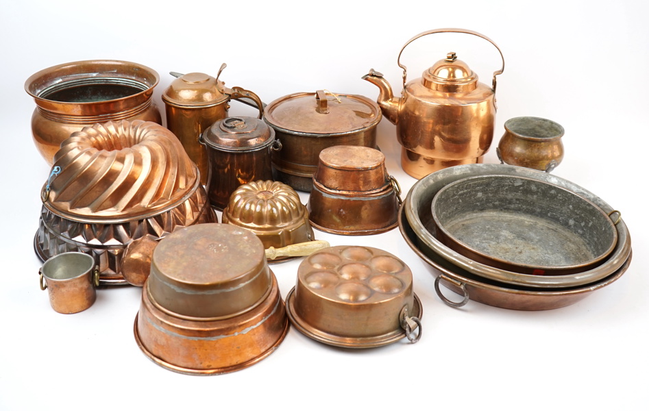 Formar, kanna m.m, ett parti, koppar.