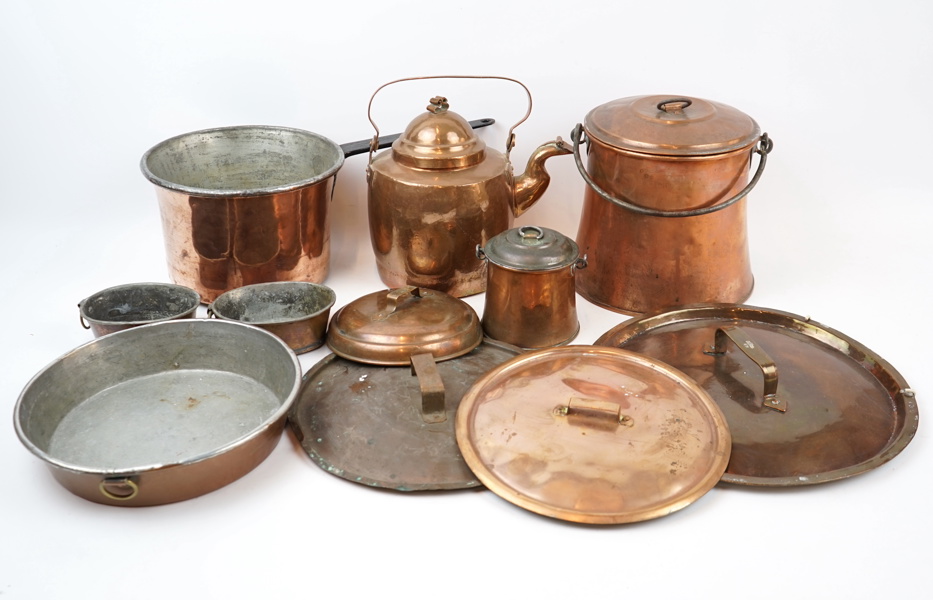 Kanna m.m, ett parti, koppar.