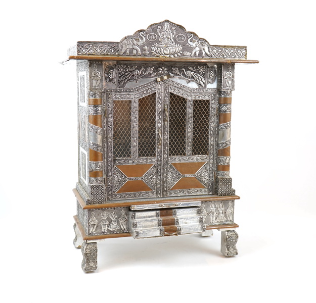 Böneskåp, metall/trä, Indien.