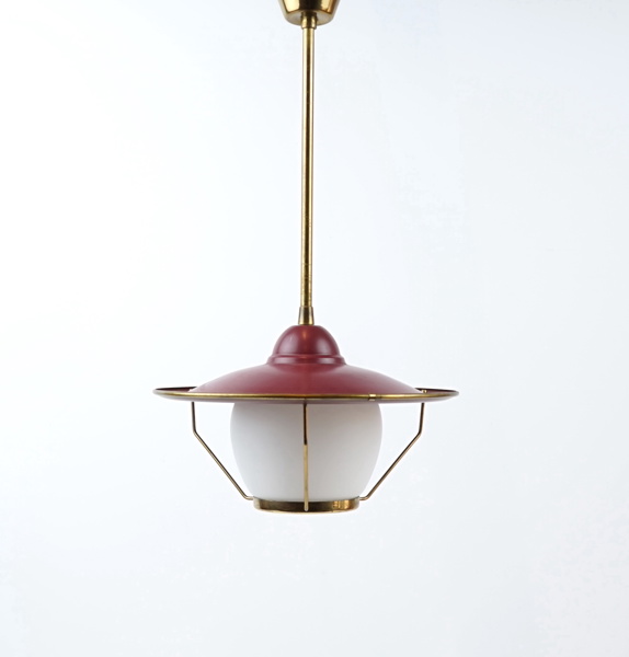 Taklampa, glas/metall, 1940/50-tal.