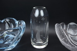 Skålar och vas, glas, bl.a Vicke Lindstrand, Orrefors.