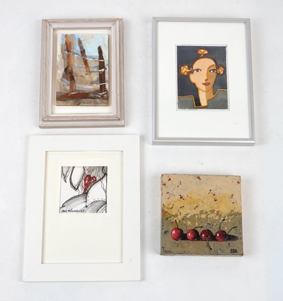 Lizzie Jeppsson, Sven Bertil Berg m.m, målningar, 4 st, signerade.