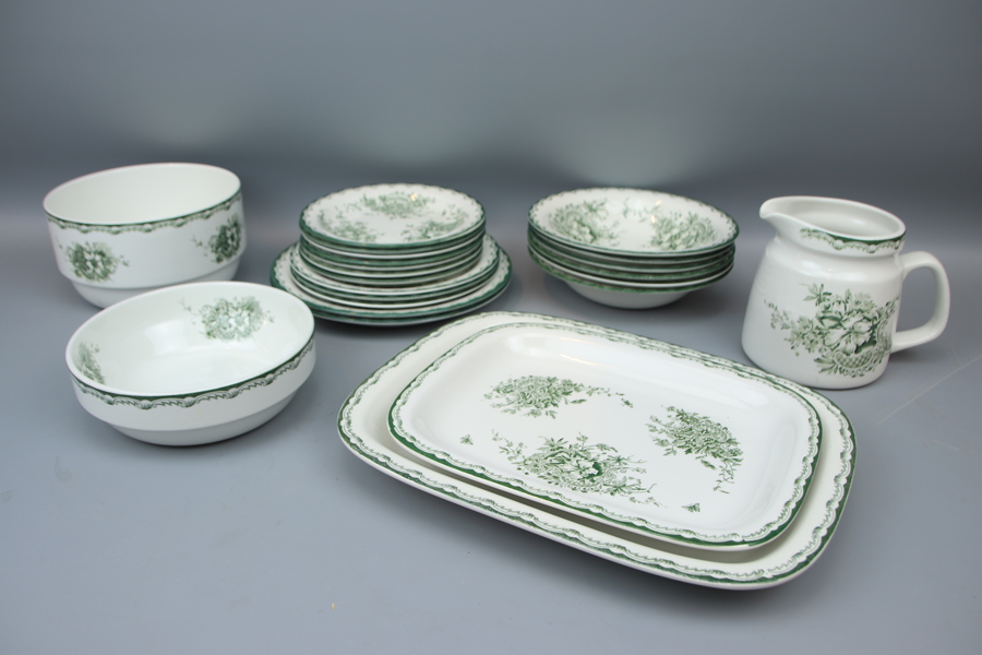 Servisdelar, 23 st, porslin, Grön Anna, Rörstrand.