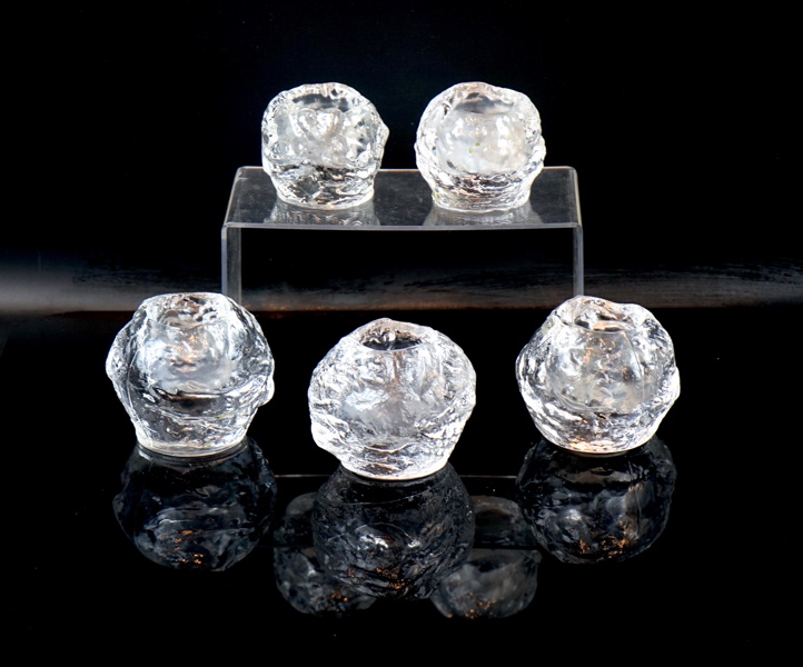 Ann Wolff, ljuslyktor, 5 st, glas, ''Snöboll'', Kosta Boda.