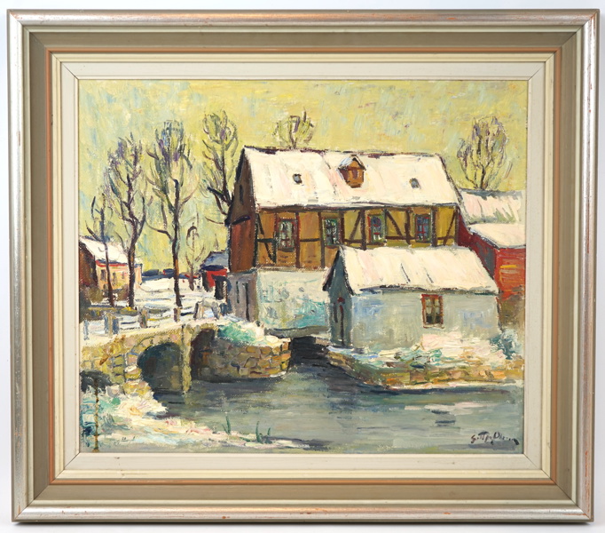 Gottfrid Olsson, olja på pannå, signerad.