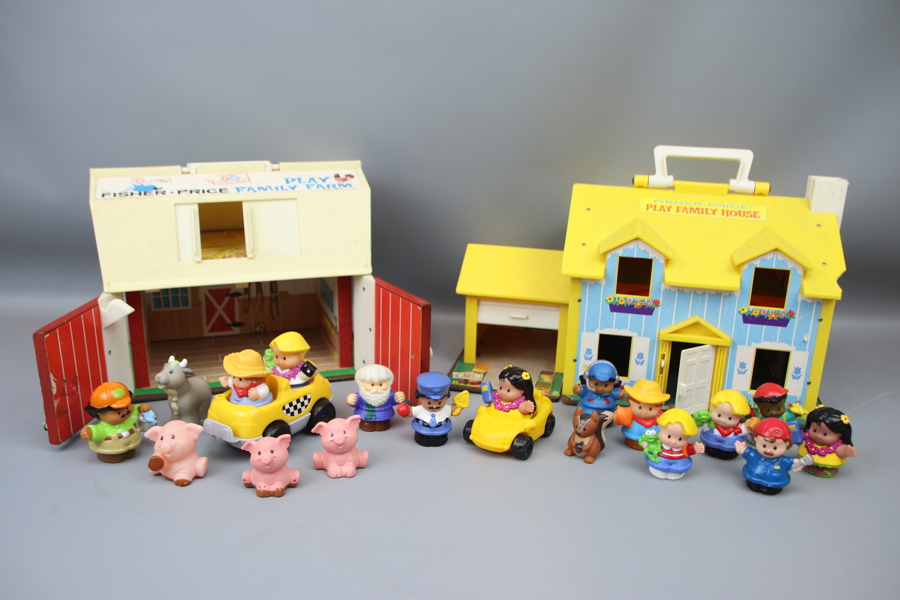 Fischer Price, byggnader, figurer m.m, ett parti, plast.