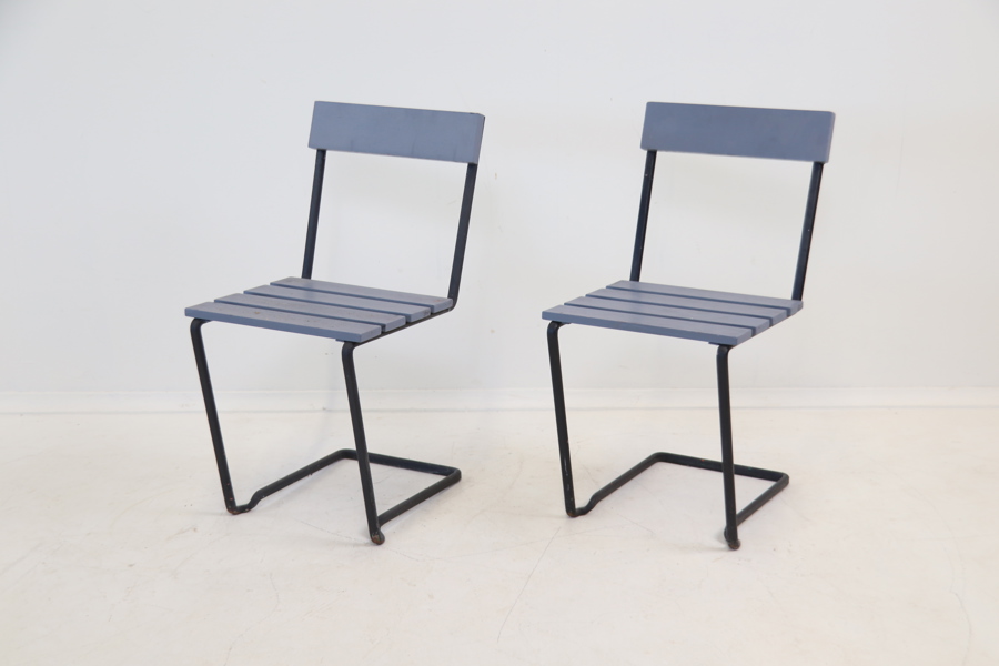 Grythyttan, stol nr 1, trädgårdsstolar, ett par, trä/metall.