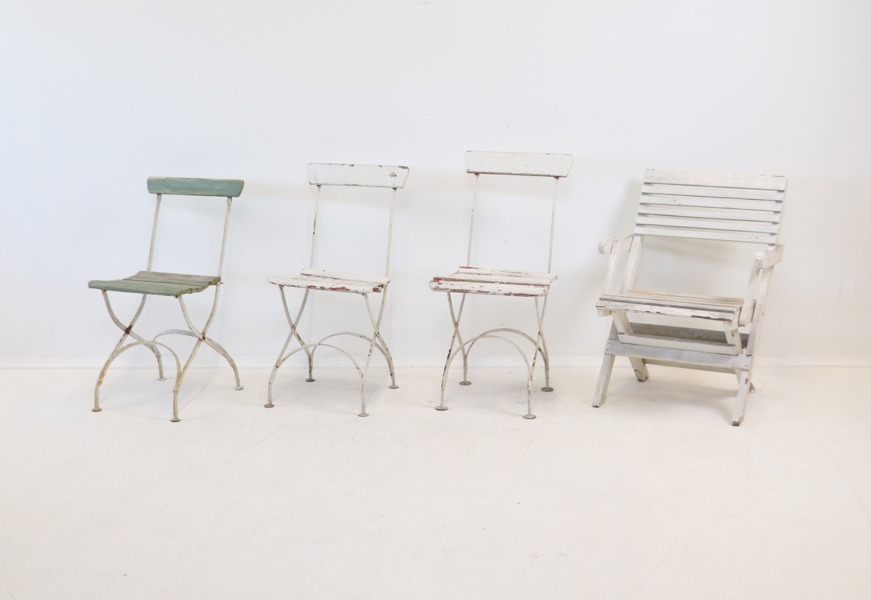 Trädgårdsstolar, hopfällbara, 4 st, trä/metall.