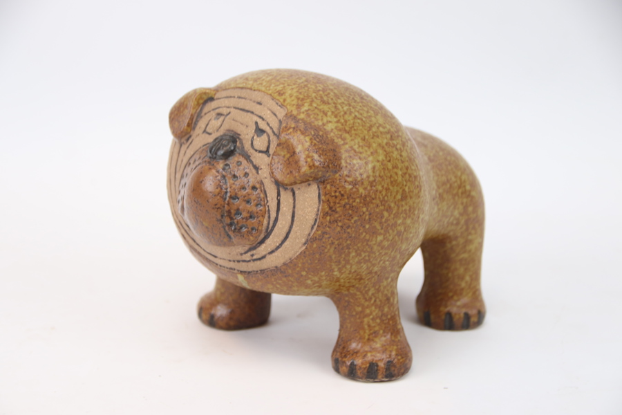 Lisa Larson, figurin, stengods, "Bulldog midi" ur serien Kennel, Gustavsberg.