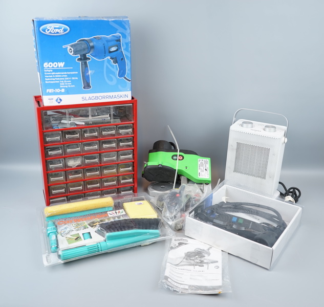 Elverktyg m.m, 8 delar, bl.a Ford.