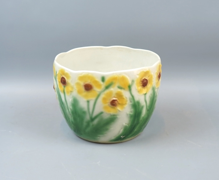 Ytterfoder omgjord till kruka, majolika, jugend, Rörstrand.