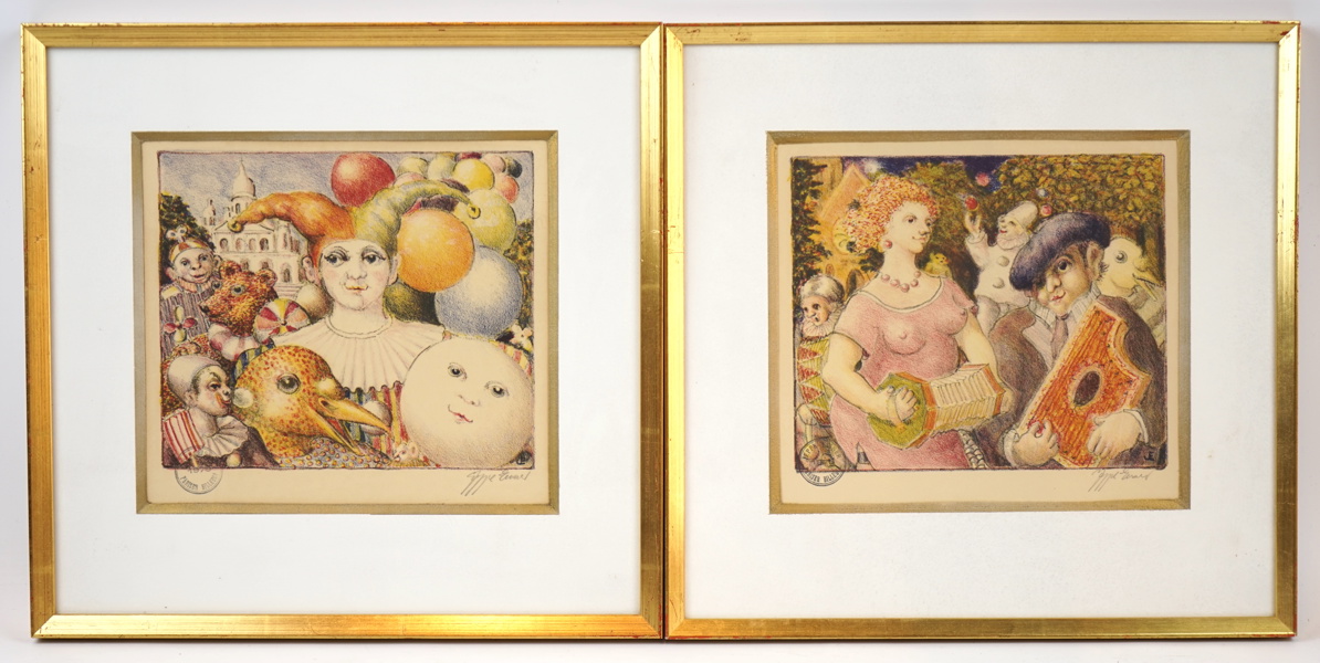 Jeppe Eisner, litografier, 2 st, signerade.