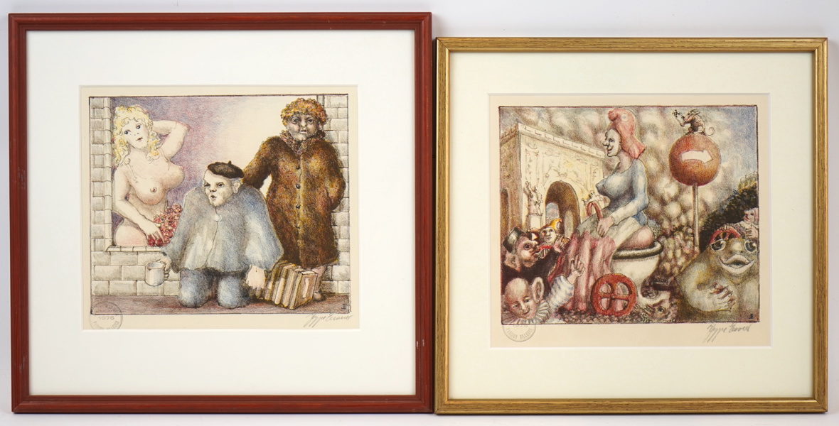 Jeppe Eisner, litografier, 2 st, signerade.