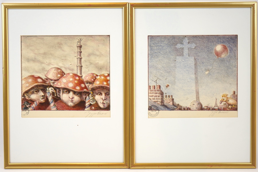 Jeppe Eisner, litografier, 2 st, signerade.