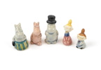 Signe Hammarsten Jansson, figuriner, mumin, 5 st, keramik, 1950-tal.