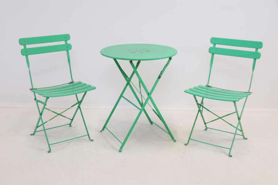 Trädgårdsmöbler, hopfällbara, 3 delar, metall.