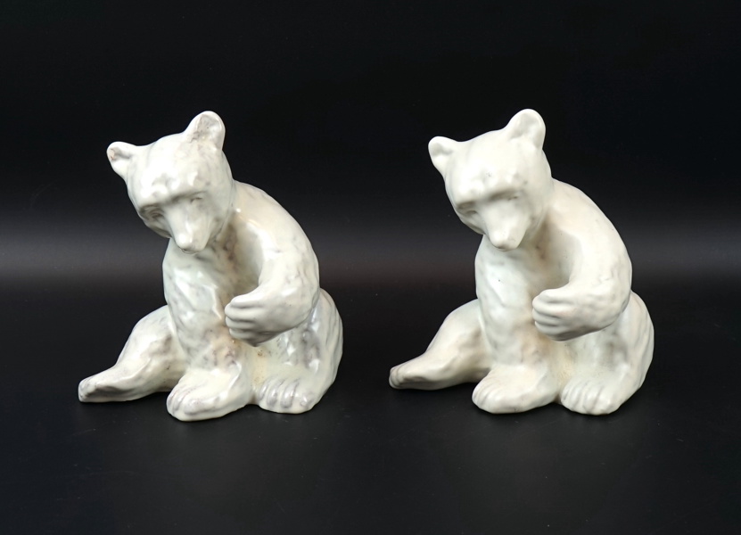 Vicke Lindstrand, figuriner, björnar, ett par, keramik, Upsala Ekeby.