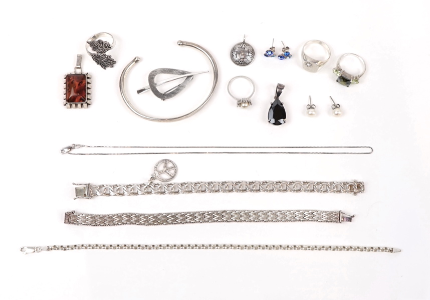 Smycken, silver, ett parti.