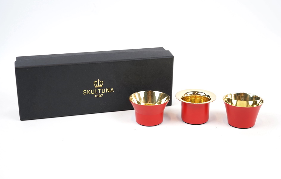 Claesson Kiovisto Rune, ljuslyktor, 3 st, metall, ''Kin Urushi'', Skultuna. 