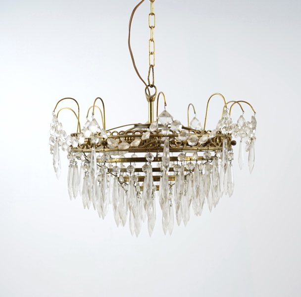 Takkrona, 5 st ljuspunkter, mässing/glas.