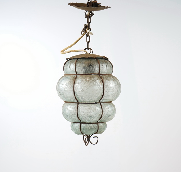 Taklampa, glas/metall.