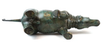 Skulptur, patinerad brons, noshörning.