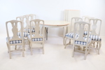 Bord samt stolar, 11 delar, trä/textil, K.A. Roos.