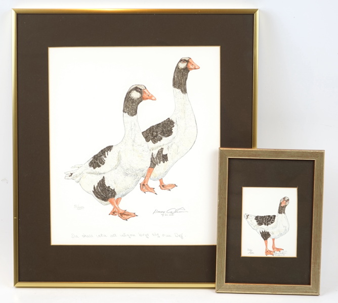 Hasse Andersson, litografier, 2 st, signerade.