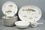 Fiskservis, 15 delar, porslin, Karlskrona Upsala-Ekeby.