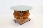 Bo Notini, soffbord med belysning, alm/glas/metall, Glössner, 1900-talets mitt.