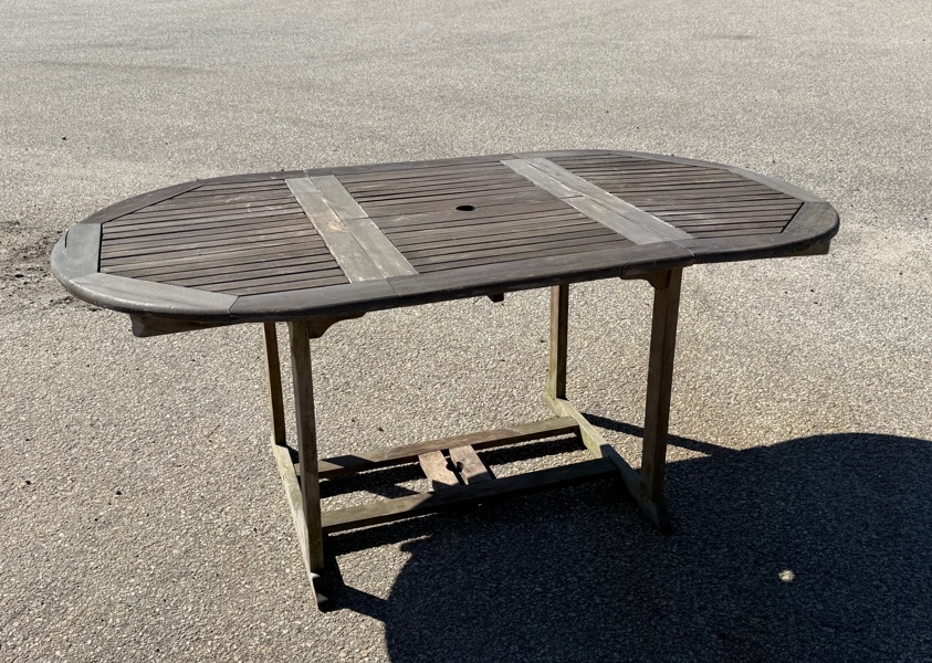Trädgårdsbord med iläggsskiva, teak.