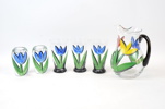 Ulrica Hydman-Vallien, Kanna, glas och ljusstakar, 6 delar, glas, ''Tulipa'', Kosta Boda.
