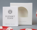 Estrid Ericson, coasters, 6 st, Björkfanér, ''Röd Elefant'', Svenskt Tenn.