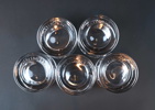 Heikki Orvola, ljuslyktor, 5 st, glas, ''Kivi'', Marimekko, Iittala, Finland.