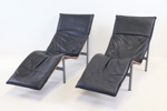 Tord Björklund, vilfåtöljer, ett par, skinn/metall, "Skye", IKEA, 1900-talets andra hälft.