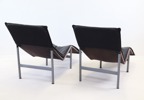 Tord Björklund, vilfåtöljer, ett par, skinn/metall, "Skye", IKEA, 1900-talets andra hälft.