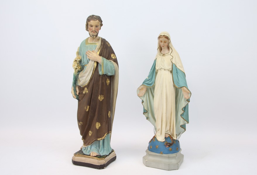 Jesus och Maria, figuriner, ett par, gips.